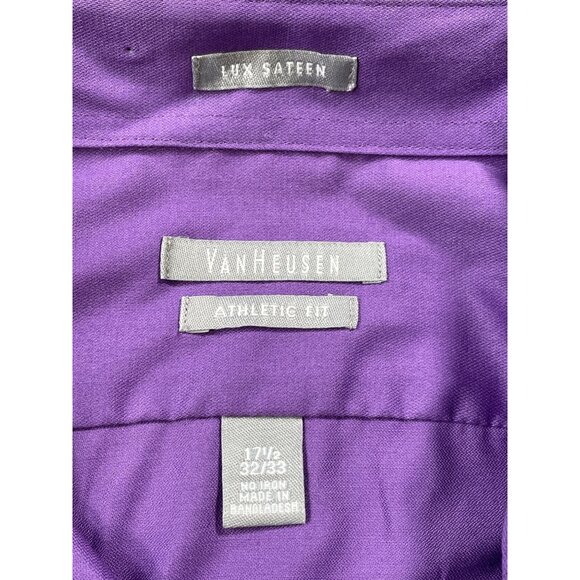 Van Heusen SKU 7587 Mens Purple Long Sleeve Button Down Shirt Size 17.5 - Picture 9 of 11